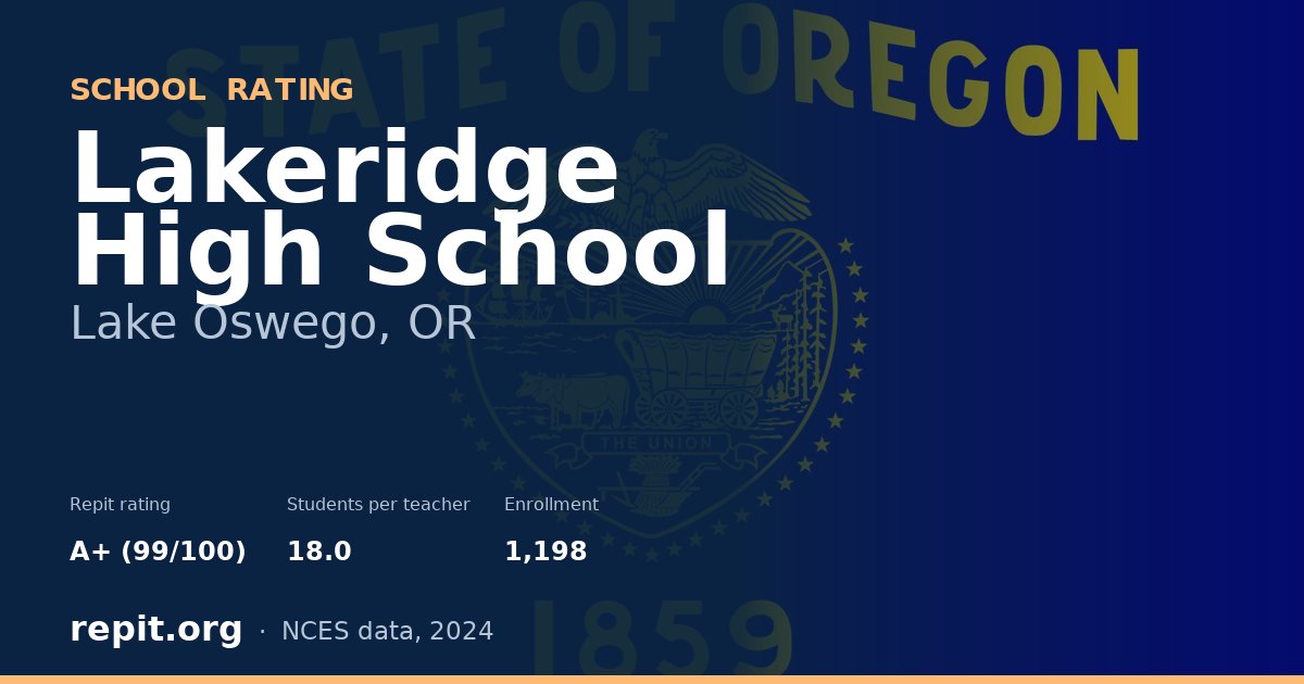 Lakeridge High School, Lake Oswego, OR — Repit school rating A+ (99/100)