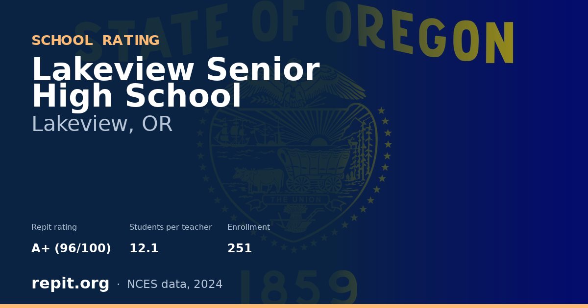 Lakeview Senior High School, Lakeview, OR — Repit school rating A+ (96/100)