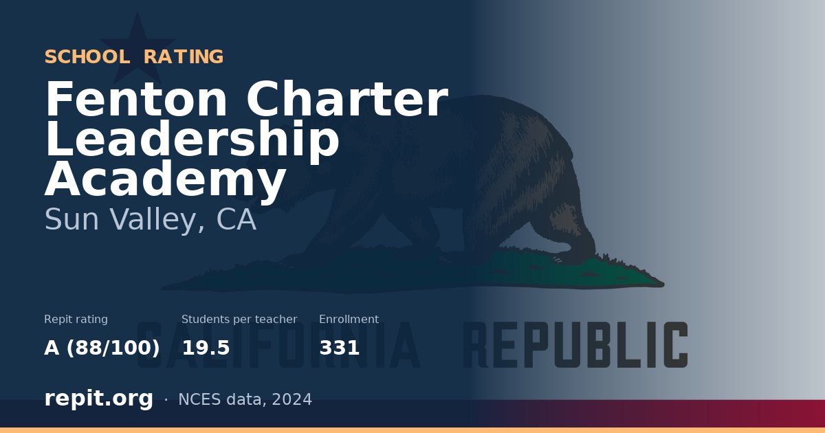 Fenton Charter Leadership Academy, Sun Valley, CA — Repit school rating A (88/100)