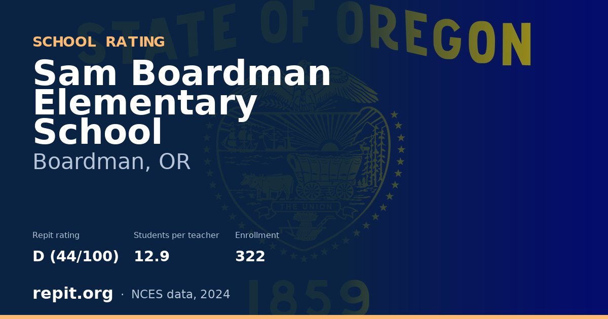 Sam Boardman Elementary School, Boardman, OR — Repit school rating D (44/100)