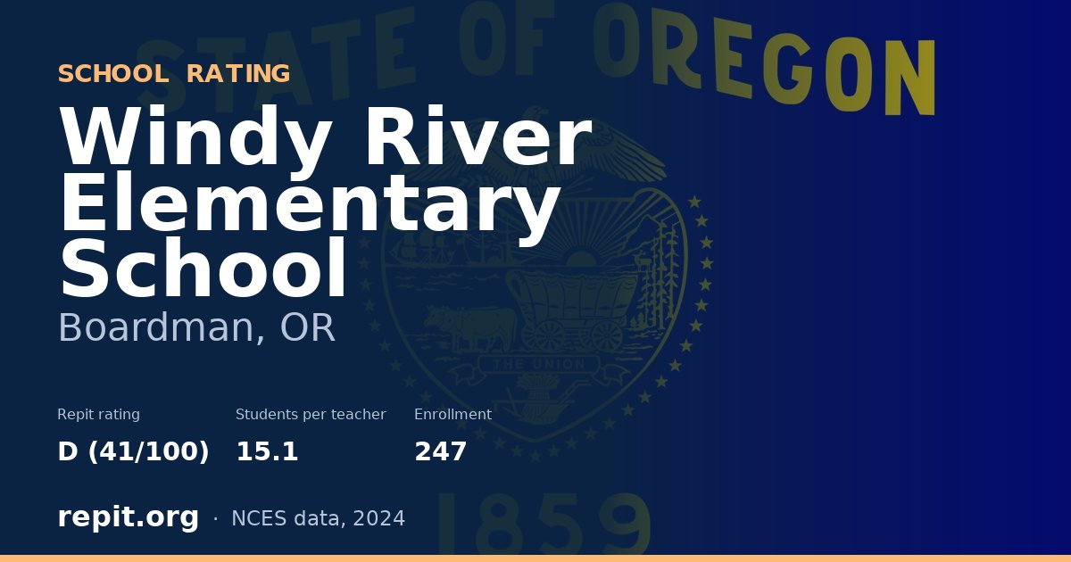 Windy River Elementary School, Boardman, OR — Repit school rating D (41/100)