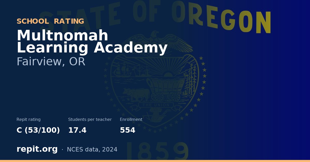 Multnomah Learning Academy, Fairview, OR — Repit school rating C (53/100)