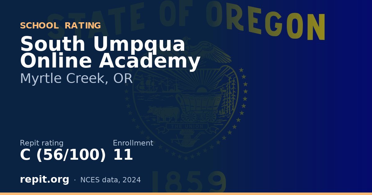South Umpqua Online Academy, Myrtle Creek, OR — Repit school rating C (56/100)