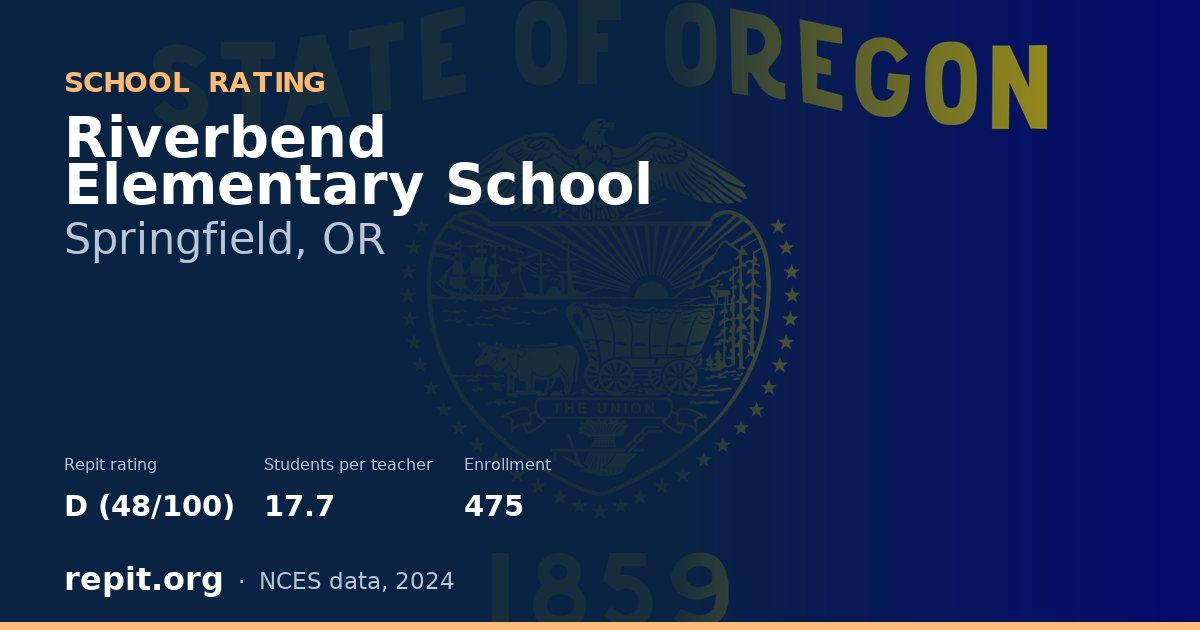 Riverbend Elementary School, Springfield, OR — Repit school rating D (48/100)