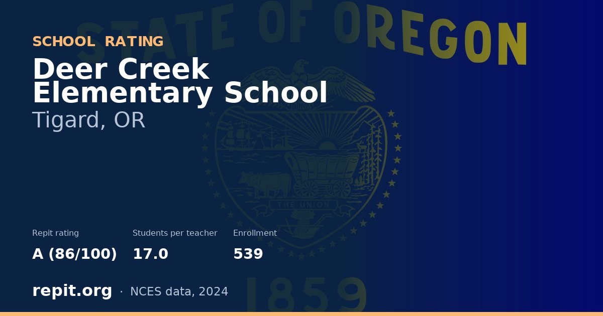 Deer Creek Elementary School, Tigard, OR — Repit school rating A (86/100)
