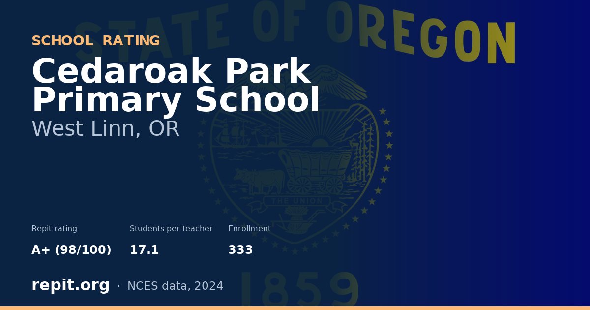 Cedaroak Park Primary School, West Linn, OR — Repit school rating A+ (98/100)