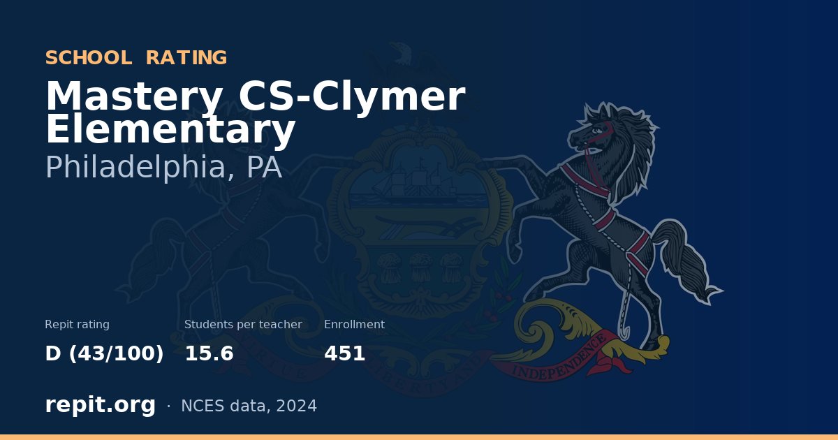Mastery CS-Clymer Elementary, Philadelphia, PA — Repit school rating D (43/100)