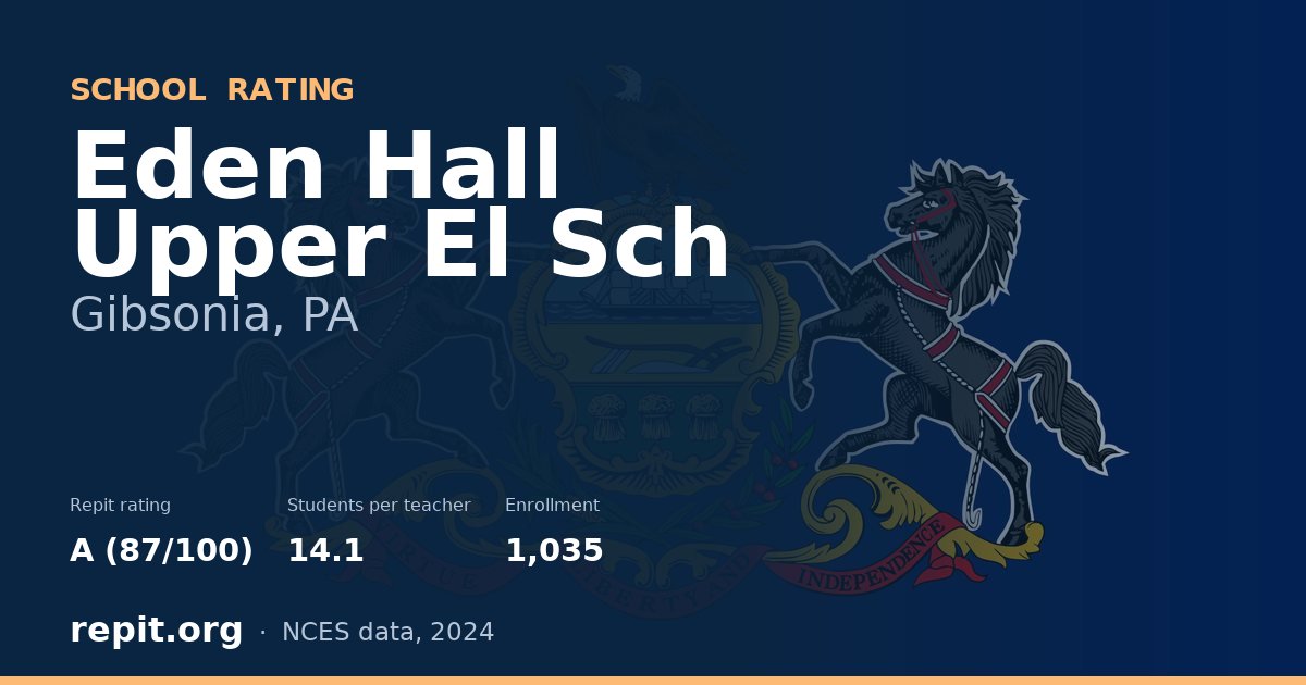 Eden Hall Upper El Sch, Gibsonia, PA — Repit school rating A (87/100)