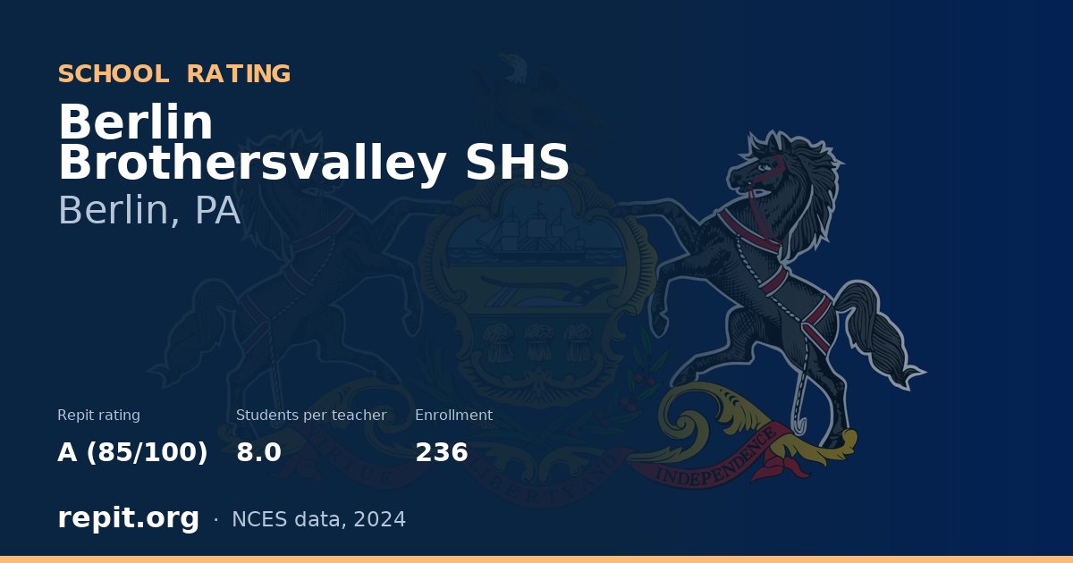 Berlin Brothersvalley SHS, Berlin, PA — Repit school rating A (85/100)