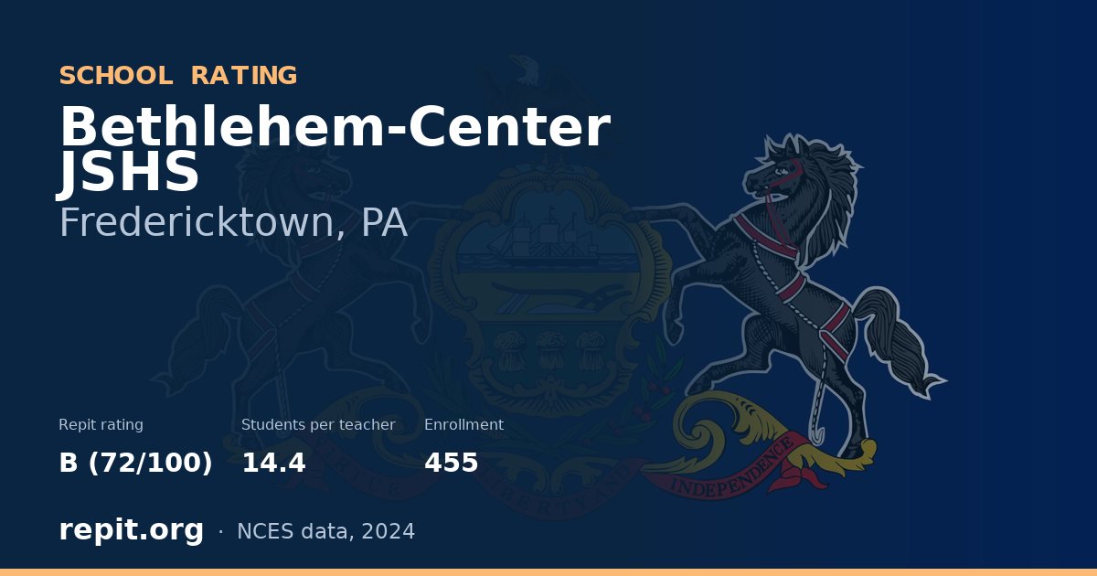 Bethlehem-Center JSHS, Fredericktown, PA — Repit school rating B (72/100)
