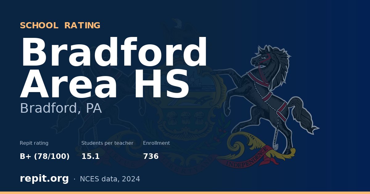 Bradford Area HS, Bradford, PA — Repit school rating B+ (78/100)