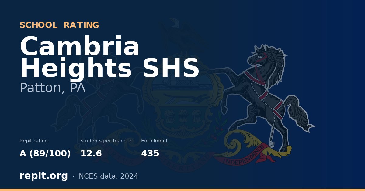 Cambria Heights SHS, Patton, PA — Repit school rating A (89/100)