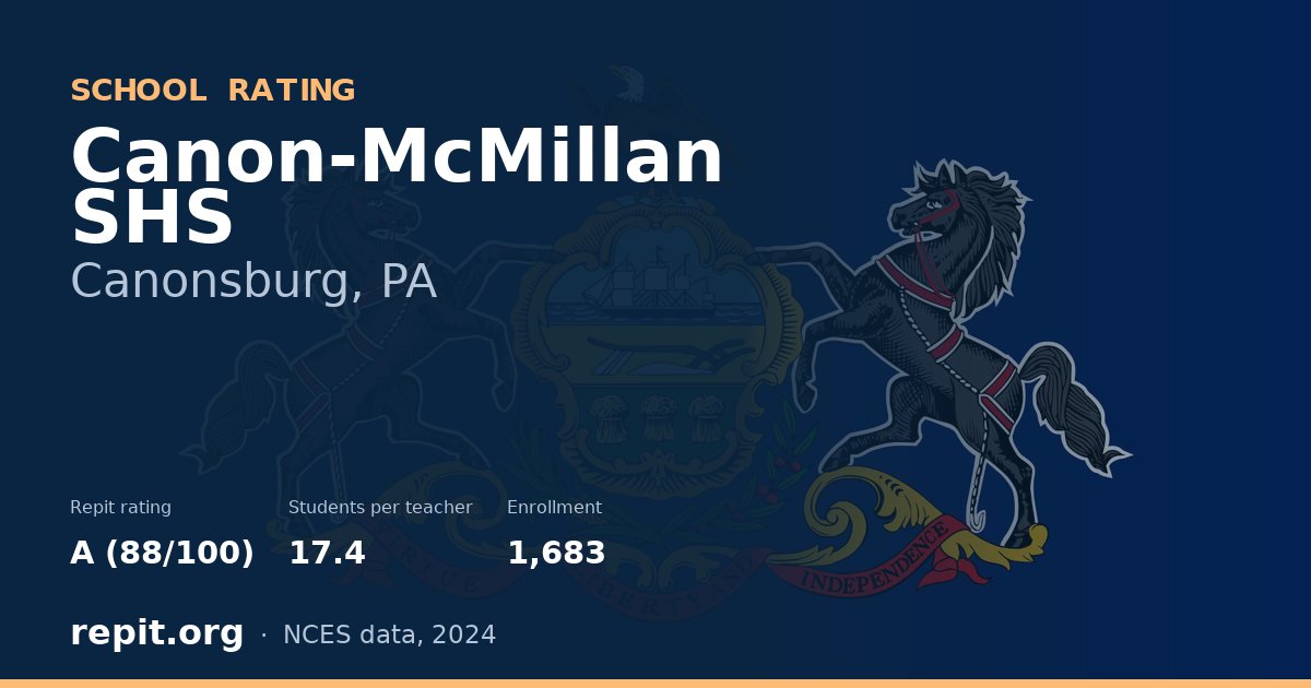 Canon-McMillan SHS, Canonsburg, PA — Repit school rating A (88/100)