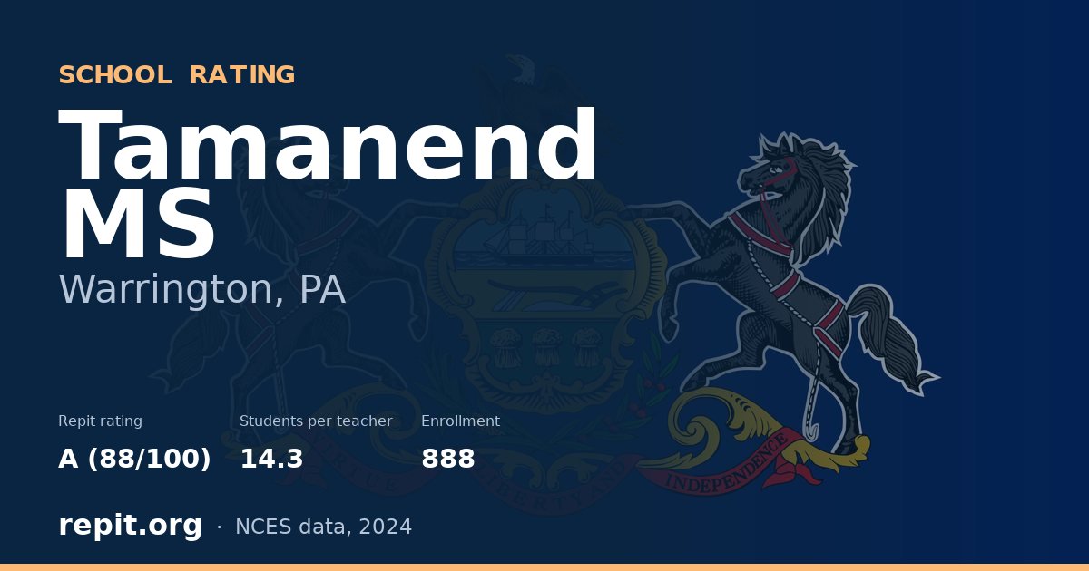Tamanend MS, Warrington, PA — Repit school rating A (88/100)