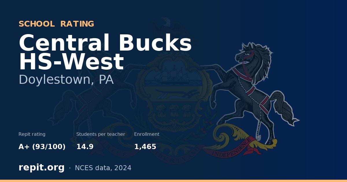 Central Bucks HS-West, Doylestown, PA — Repit school rating A+ (93/100)