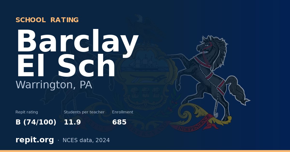 Barclay El Sch, Warrington, PA — Repit school rating B (74/100)