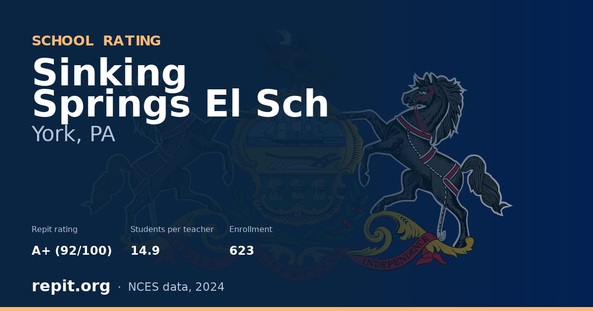 Sinking Springs El Sch, York, PA — Repit school rating A+ (92/100)