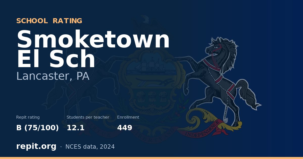 Smoketown El Sch, Lancaster, PA — Repit school rating B (75/100)