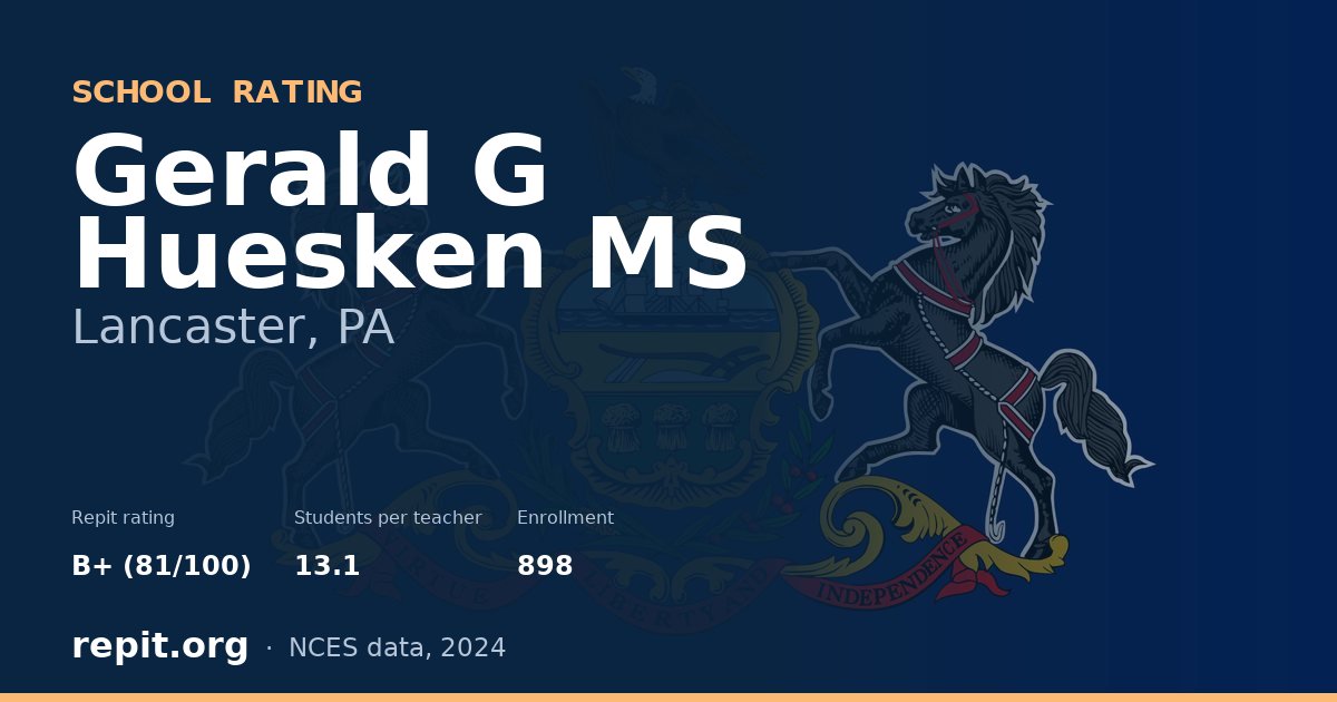 Gerald G Huesken MS, Lancaster, PA — Repit school rating B+ (81/100)