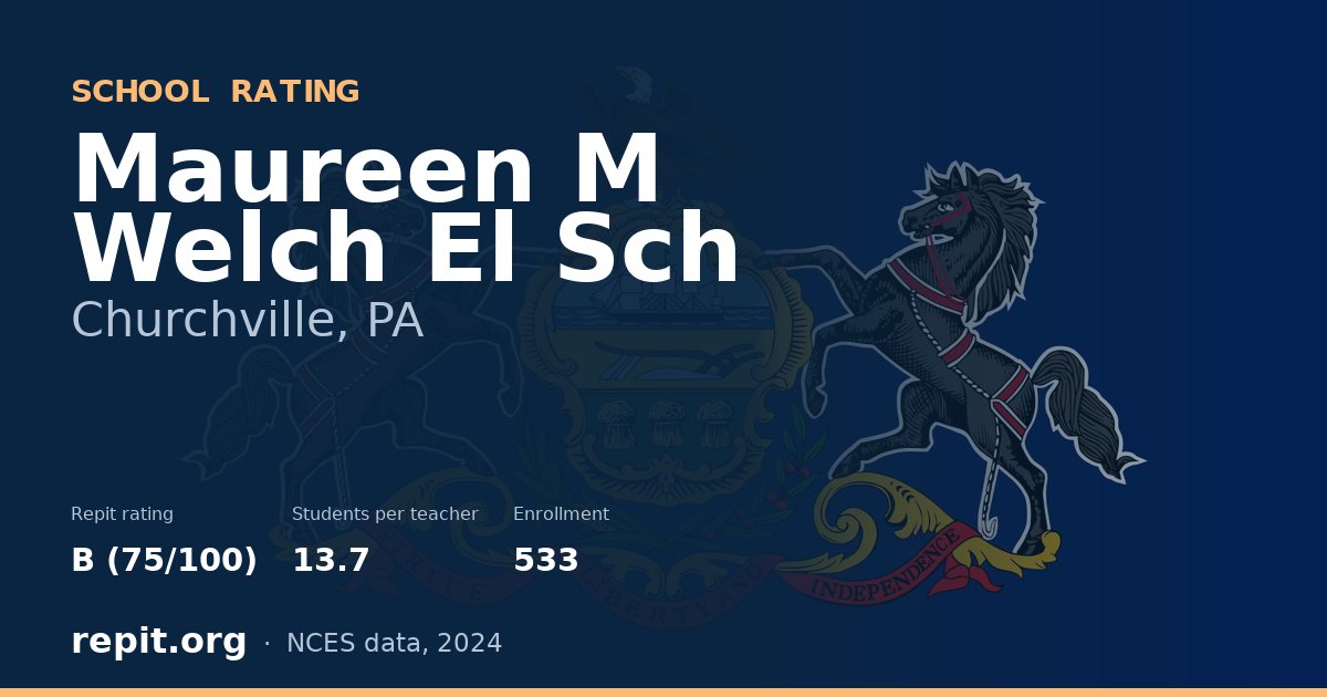 Maureen M Welch El Sch, Churchville, PA — Repit school rating B (75/100)