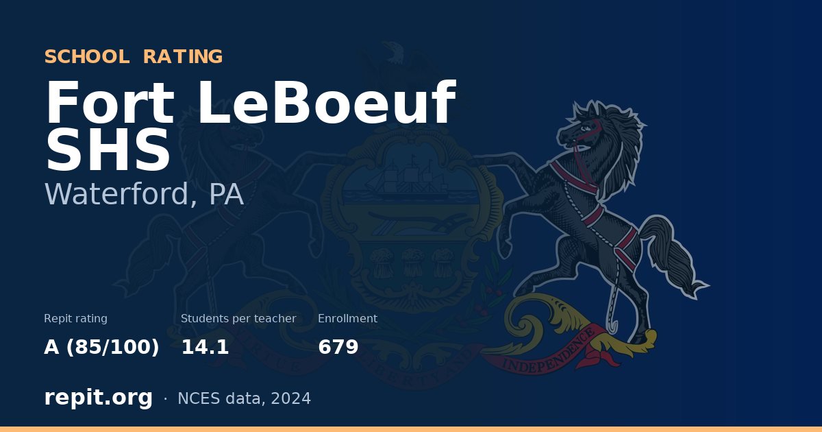 Fort LeBoeuf SHS, Waterford, PA — Repit school rating A (85/100)