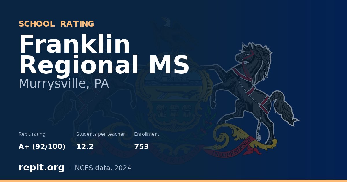 Franklin Regional MS, Murrysville, PA — Repit school rating A+ (92/100)