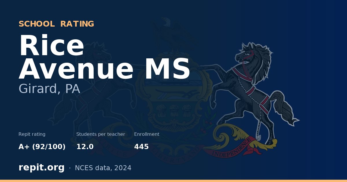 Rice Avenue MS, Girard, PA — Repit school rating A+ (92/100)