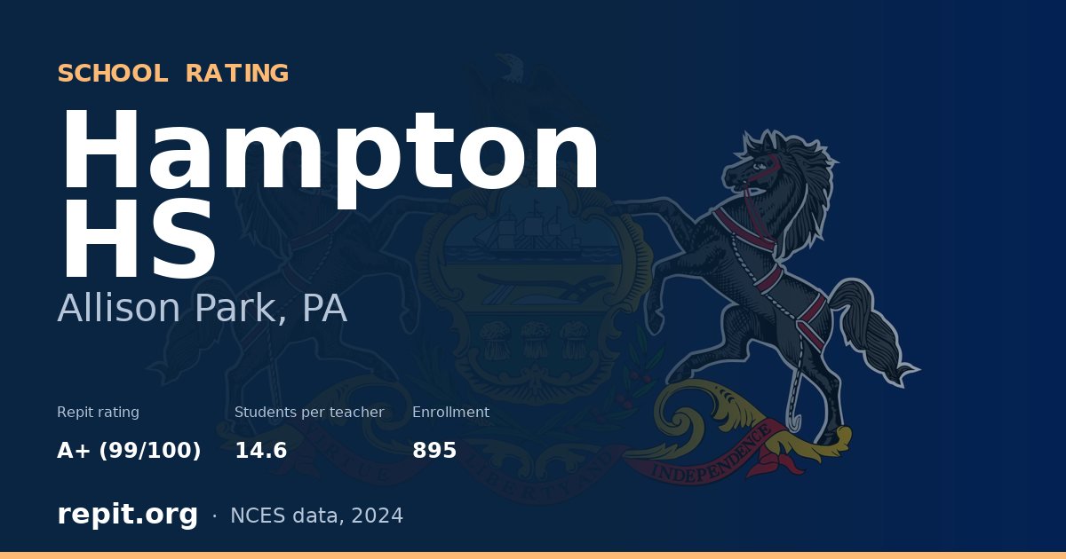 Hampton HS, Allison Park, PA — Repit school rating A+ (99/100)