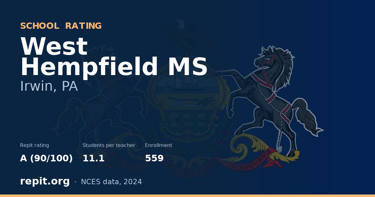 West Hempfield MS, Irwin, PA — Repit school rating A (90/100)