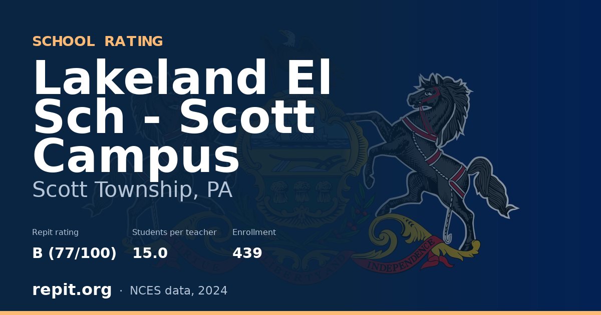 Lakeland El Sch - Scott Campus, Scott Township, PA — Repit school rating B (77/100)