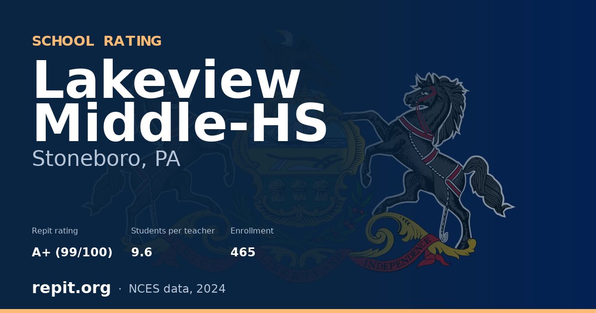 Lakeview Middle-HS, Stoneboro, PA — Repit school rating A+ (99/100)