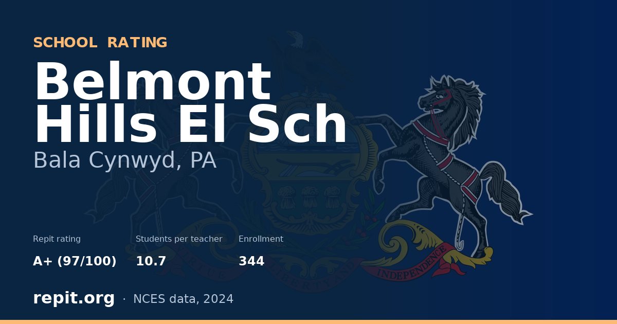 Belmont Hills El Sch, Bala Cynwyd, PA — Repit school rating A+ (97/100)