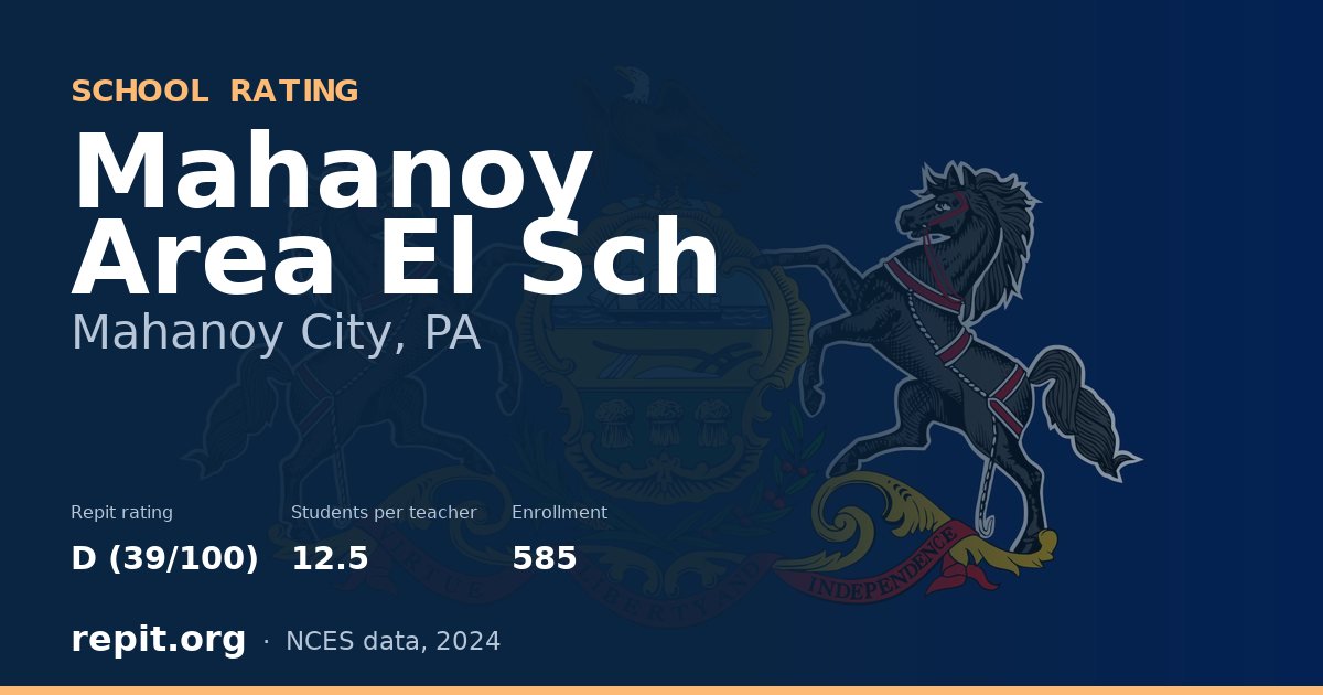 Mahanoy Area El Sch, Mahanoy City, PA — Repit school rating D (39/100)