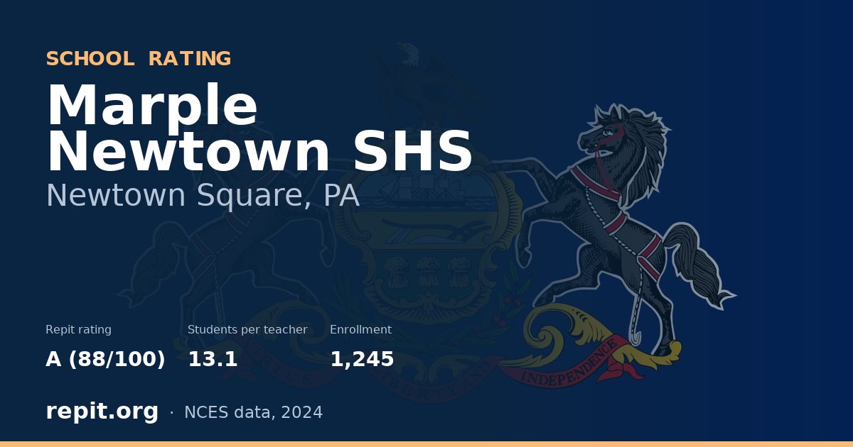 Marple Newtown SHS, Newtown Square, PA — Repit school rating A (88/100)