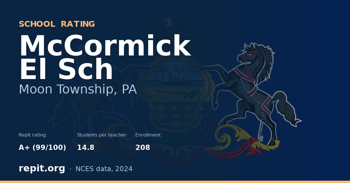 McCormick El Sch, Moon Township, PA — Repit school rating A+ (99/100)