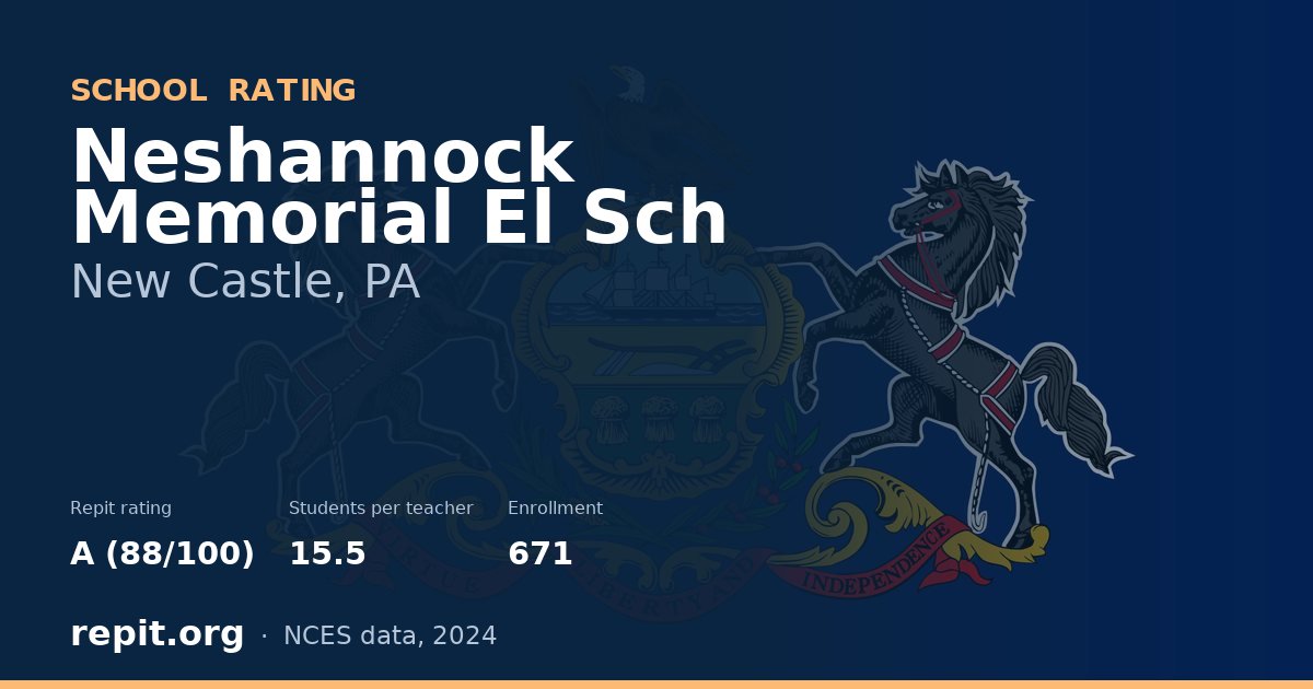 Neshannock Memorial El Sch, New Castle, PA — Repit school rating A (88/100)