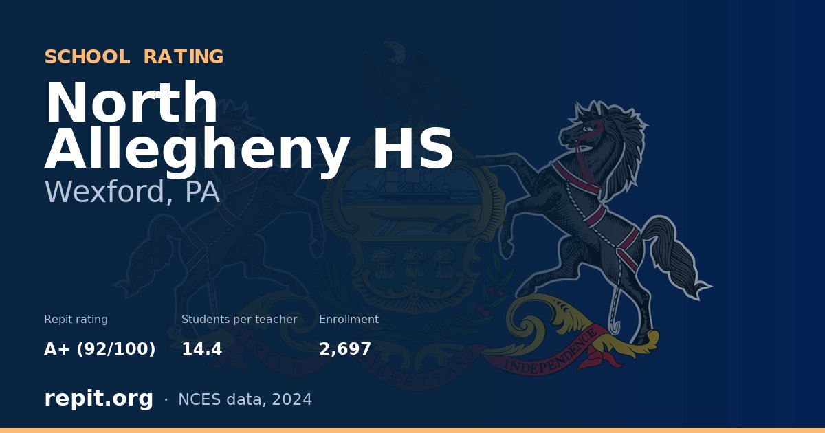 North Allegheny HS, Wexford, PA — Repit school rating A+ (92/100)