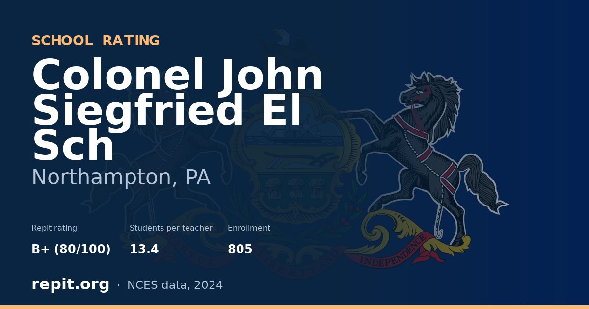 Colonel John Siegfried El Sch, Northampton, PA — Repit school rating B+ (80/100)