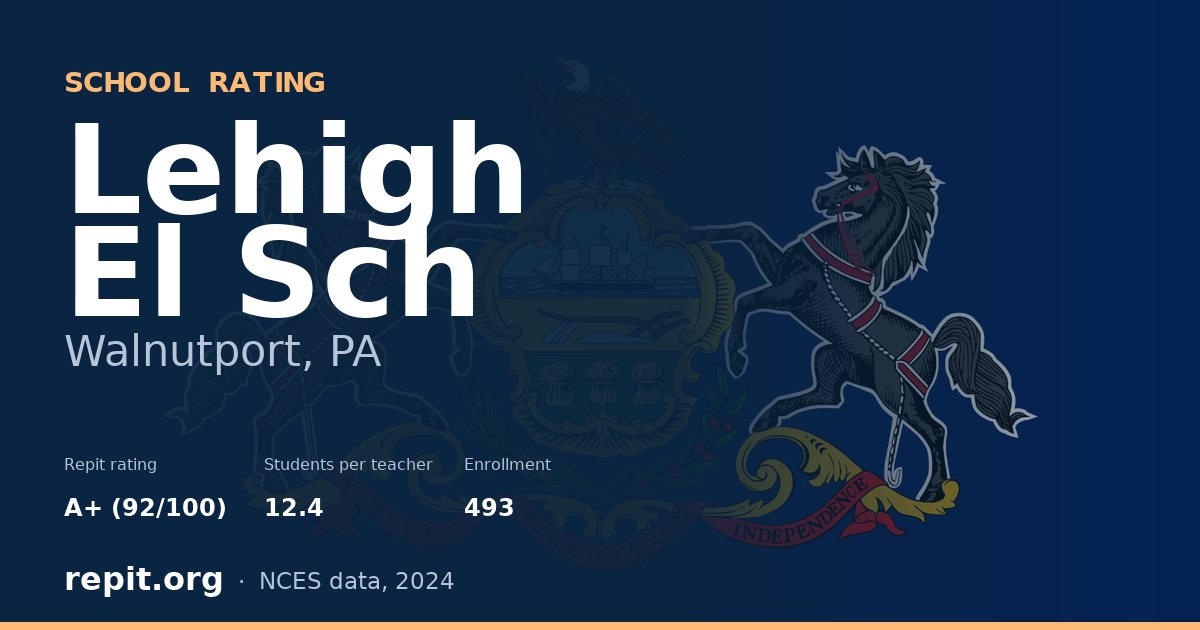 Lehigh El Sch, Walnutport, PA — Repit school rating A+ (92/100)