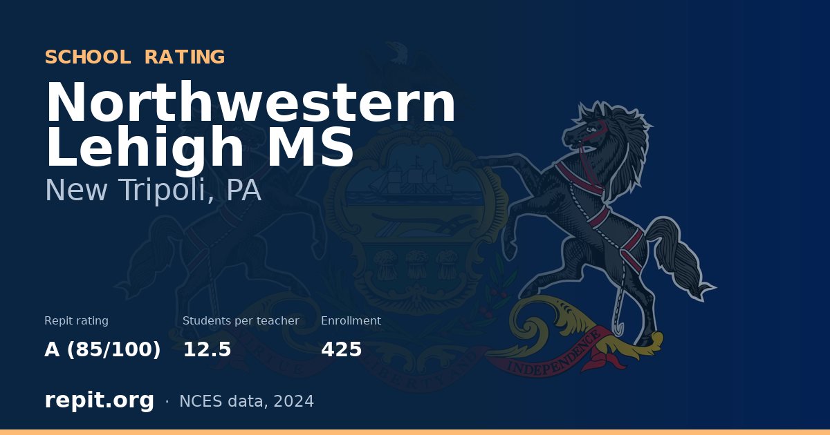Northwestern Lehigh MS, New Tripoli, PA — Repit school rating A (85/100)