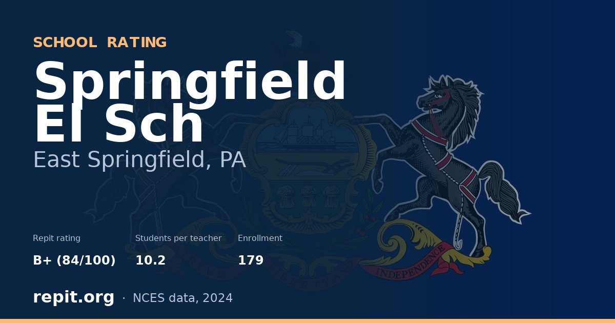 Springfield El Sch, East Springfield, PA — Repit school rating B+ (84/100)