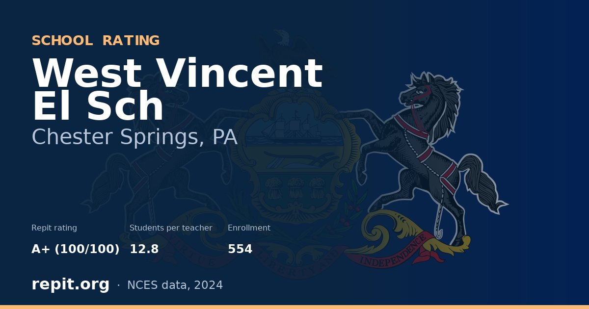 West Vincent El Sch, Chester Springs, PA — Repit school rating A+ (100/100)