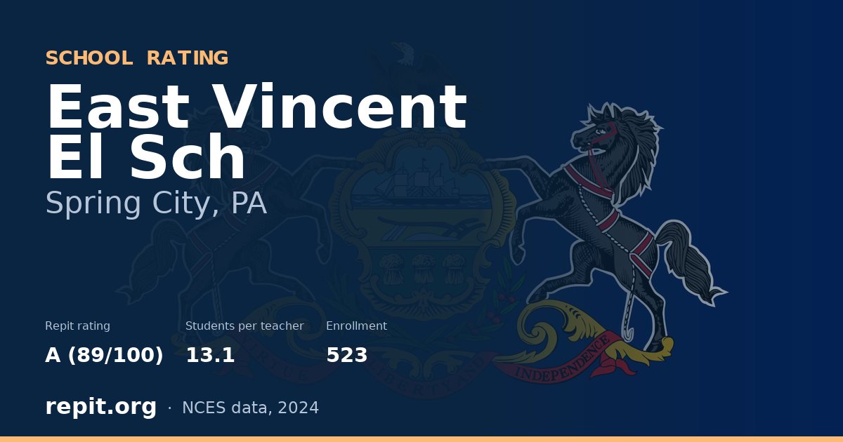 East Vincent El Sch, Spring City, PA — Repit school rating A (89/100)