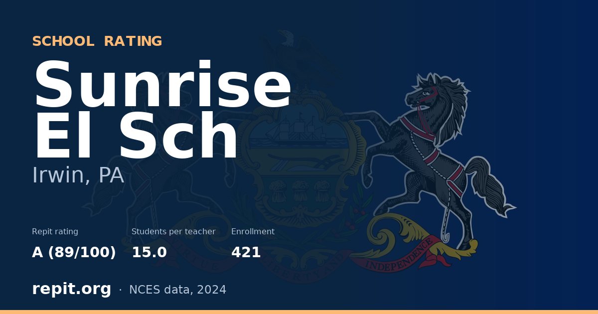 Sunrise El Sch, Irwin, PA — Repit school rating A (89/100)