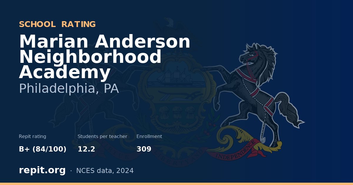 Marian Anderson Neighborhood Academy, Philadelphia, PA — Repit school rating B+ (84/100)