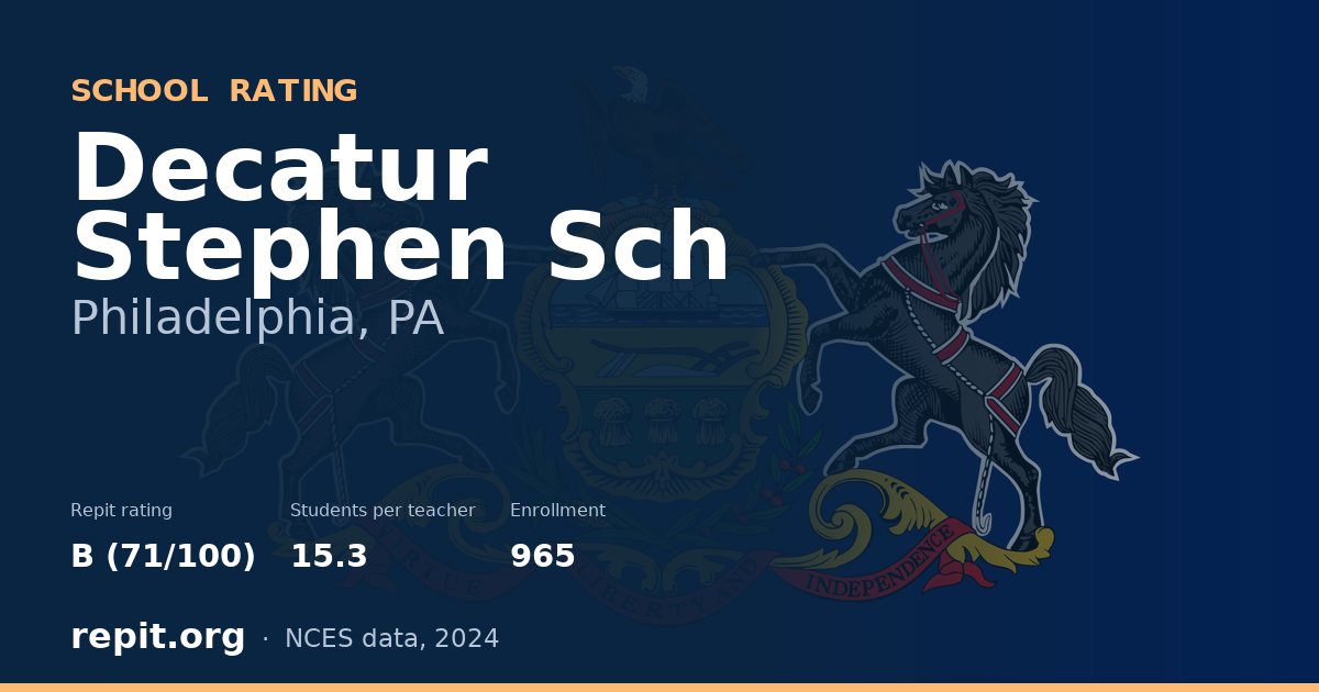 Decatur Stephen Sch, Philadelphia, PA — Repit school rating B (71/100)