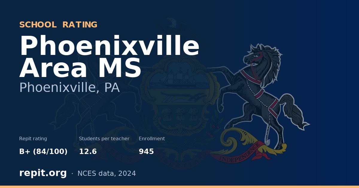 Phoenixville Area MS, Phoenixville, PA — Repit school rating B+ (84/100)