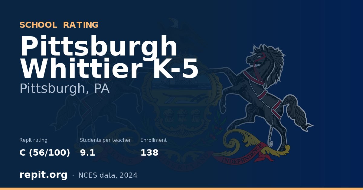 Pittsburgh Whittier K-5, Pittsburgh, PA — Repit school rating C (56/100)