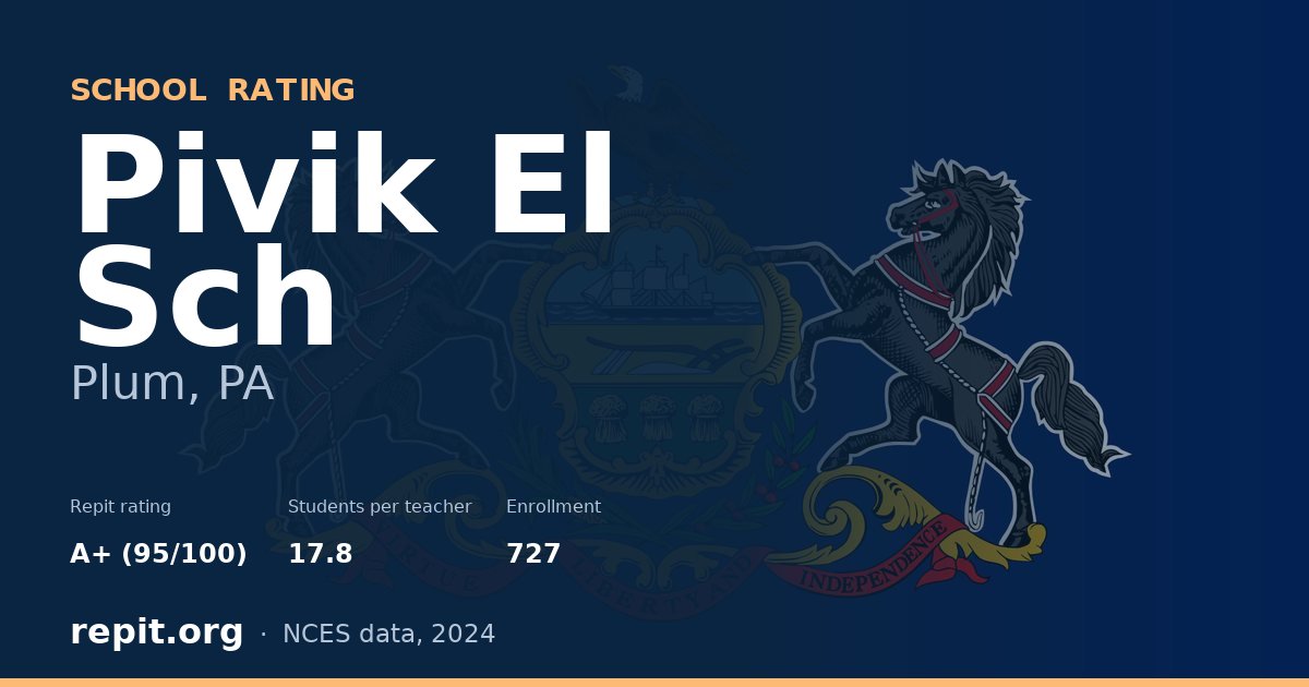 Pivik El Sch, Plum, PA — Repit school rating A+ (95/100)