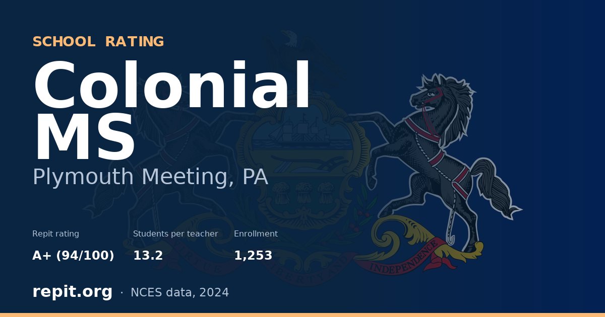 Colonial MS, Plymouth Meeting, PA — Repit school rating A+ (94/100)